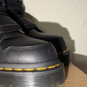 Dr. Martens Black Lace Up Boots with Yellow Stitching